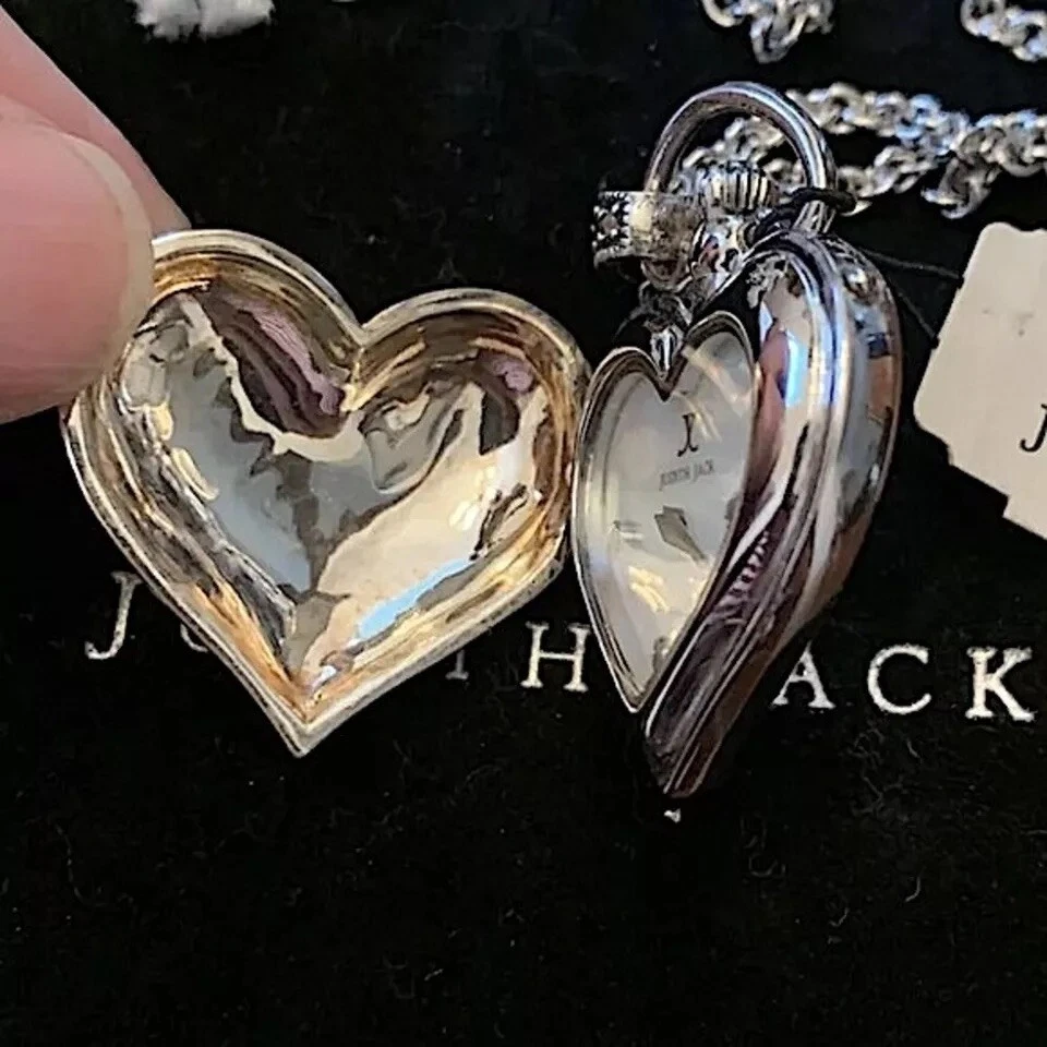 Judith Jack 纯银镶嵌 Marcasite 心形吊坠 带时钟吊坠 全新带标签 — 第 4/4 张图片