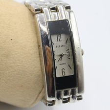 Vintage Decade Women's Classic Retro Silver Tone Rectangular Face Watch 80s
