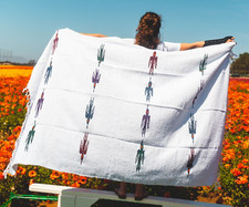 Mexican Blanket Vintage Style Thunderbird White Serape Falsa  Yoga Blanket