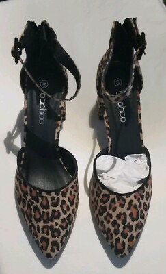 leopard print low block heels