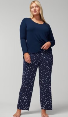 Soma Women's Cool Nights Long Sleeve Pajama Set Merry Dot Navy XL NWT - Main Image