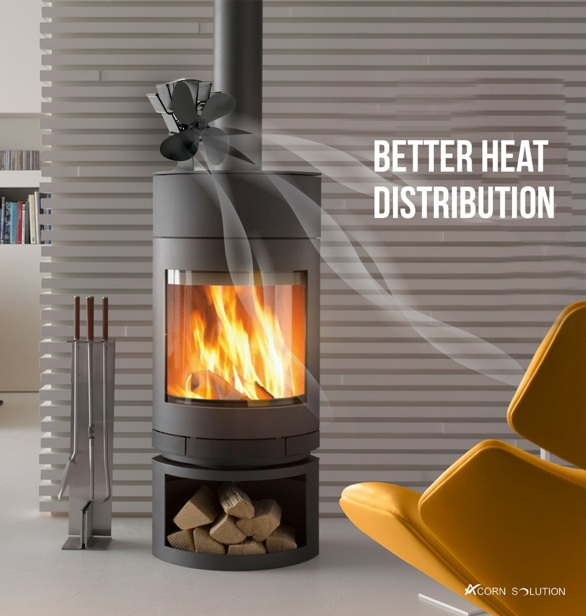 2/4 Blades Stove Fan for Fireplace Wood Log Burner Heat Powered Eco-Friendly  Fan | eBay