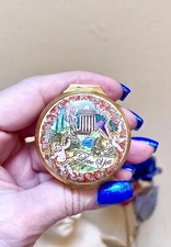 Beautiful Halcyon Days Cherubs & Roses “I Love You” Colorful Enamel Trinket Box