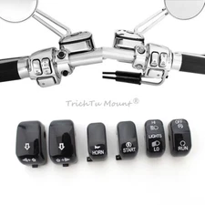 6pcs Black Hand Control Switch Housing Cap Button Kit For Harley Touring 1996-13