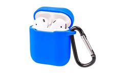 Cover custodia silicone blu cuffie bluetooth porta auricolari gancio