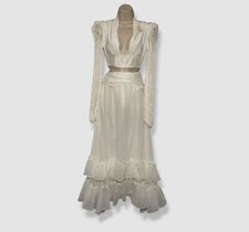 $725 PatBO Women's White Mesh Lace Sleeve Cutout Maxi Dress Size XS