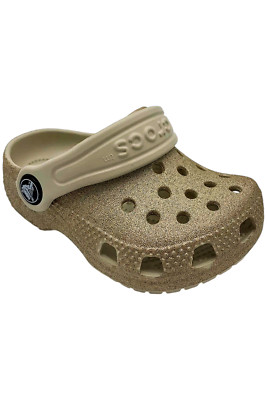 Crocs Toddlers Unisex Classic Little Glitter Clog Champagne