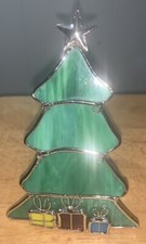 Stained Glass Christmas Tree Votive Candle Holder 5.25"