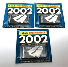 Schick 2002 Twin Double Edge Blades Lot of 3 Single Blade Packs NOS Free Ship