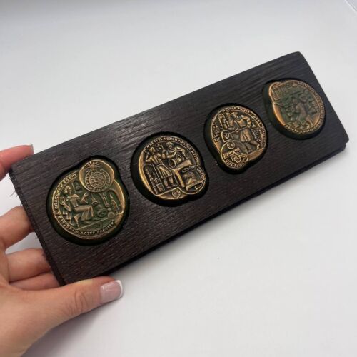 1980 RARE Vintage Moscow Olympic Games Bronze Medal Souvenir Plaque Display - Picture 2 of 8