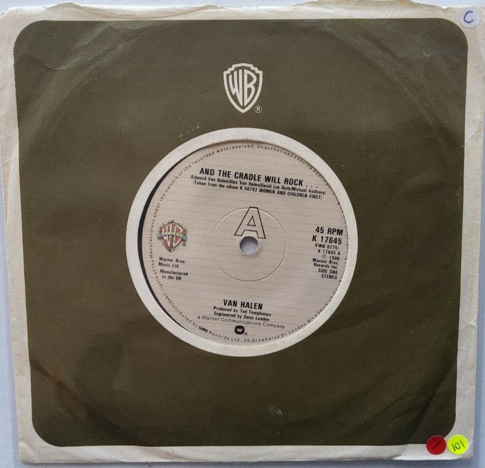 Van Halen And The Cradle Will Rock 1980 single 7" vinyl record in company sleeve - Image 3 of 4