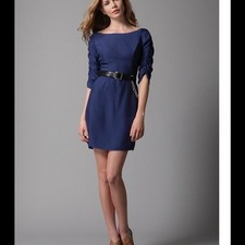 NWOT Eskell Navy Silk "Roma" Party Dress Open Back Lined Mini Size M Made in USA