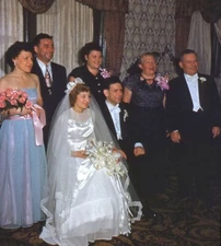Vintage Stereo Realist Photo 3D Slide WEDDING Couple Posing Indoors