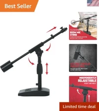 Compact Desktop Boom Mic Stand - Adjustable Height & Cable Management Included