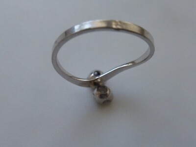 Bague Plaquée Or Blanc Taille 53 Avec Zirconium Et Saphir Bleu - Fix Poinçons - Occasion