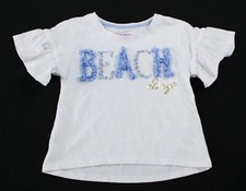 Tommy Bahama Girl's Short Flutter Sleeve Beach Graphic Shirt MP9 White US XS 4