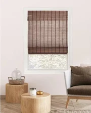 Brown Bear Cordless Natural Woven Bamboo Roman Shade 29 in. W x 64 in. L