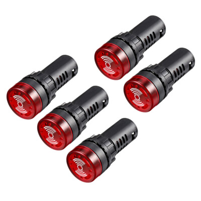 5 Stücke Warnblinklicht Warnanzeige mit Summer LED AC/DC 12V 66mm Länge Rot