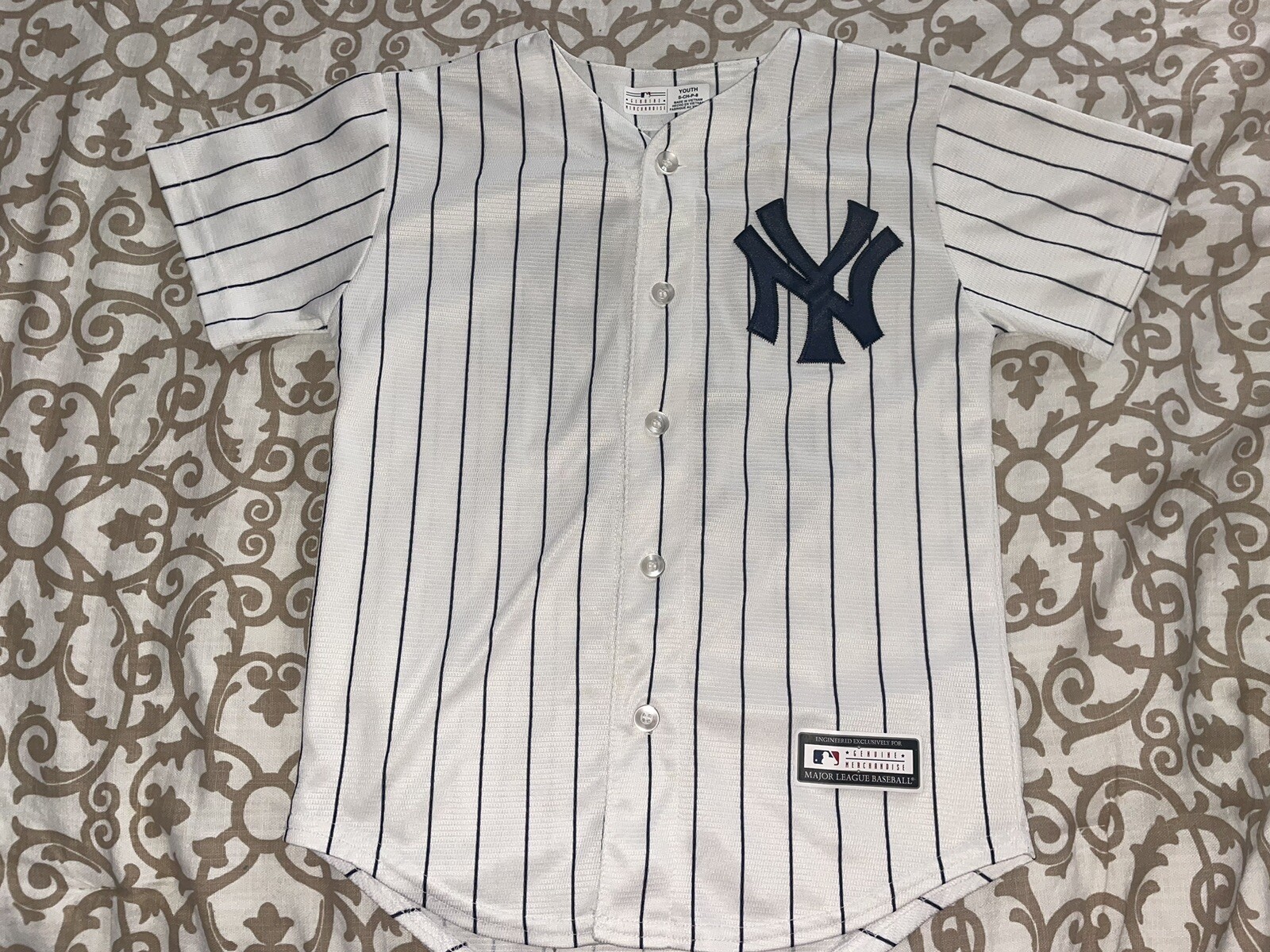 Camiseta deportiva para niños Majestic New York Yankees Giancarlo Stanton Cool Base juvenil pequeña 8