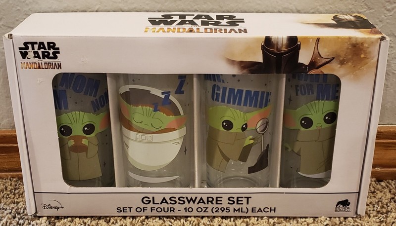 NEW Star Wars The Mandalorian Glassware Set Of Four 10oz Baby Yoda Glasses 💥