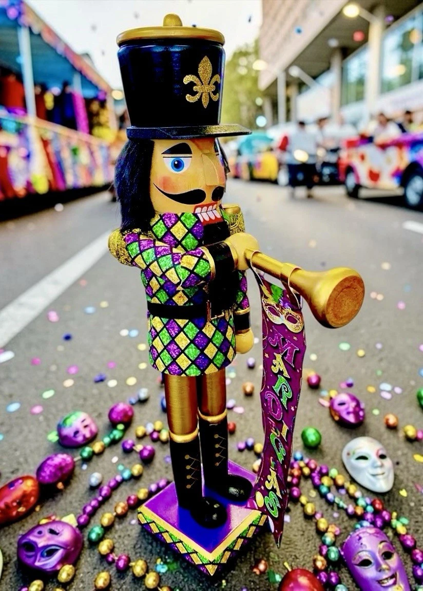 Santa’s Workshop Mardi Gras Bugler Glitter Wooden Nutcracker Lrg 14” NIB
Opens in a new window or ta