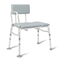 Padded Transfer Bench for Bathtub and Shower, Height Adjustable, Slip-Resistant 