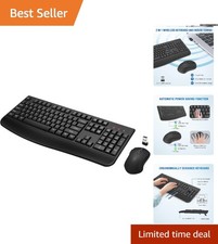 Ergonomic Wireless Keyboard and Mouse Combo - Seamless 2.4GHz Connection, Black
