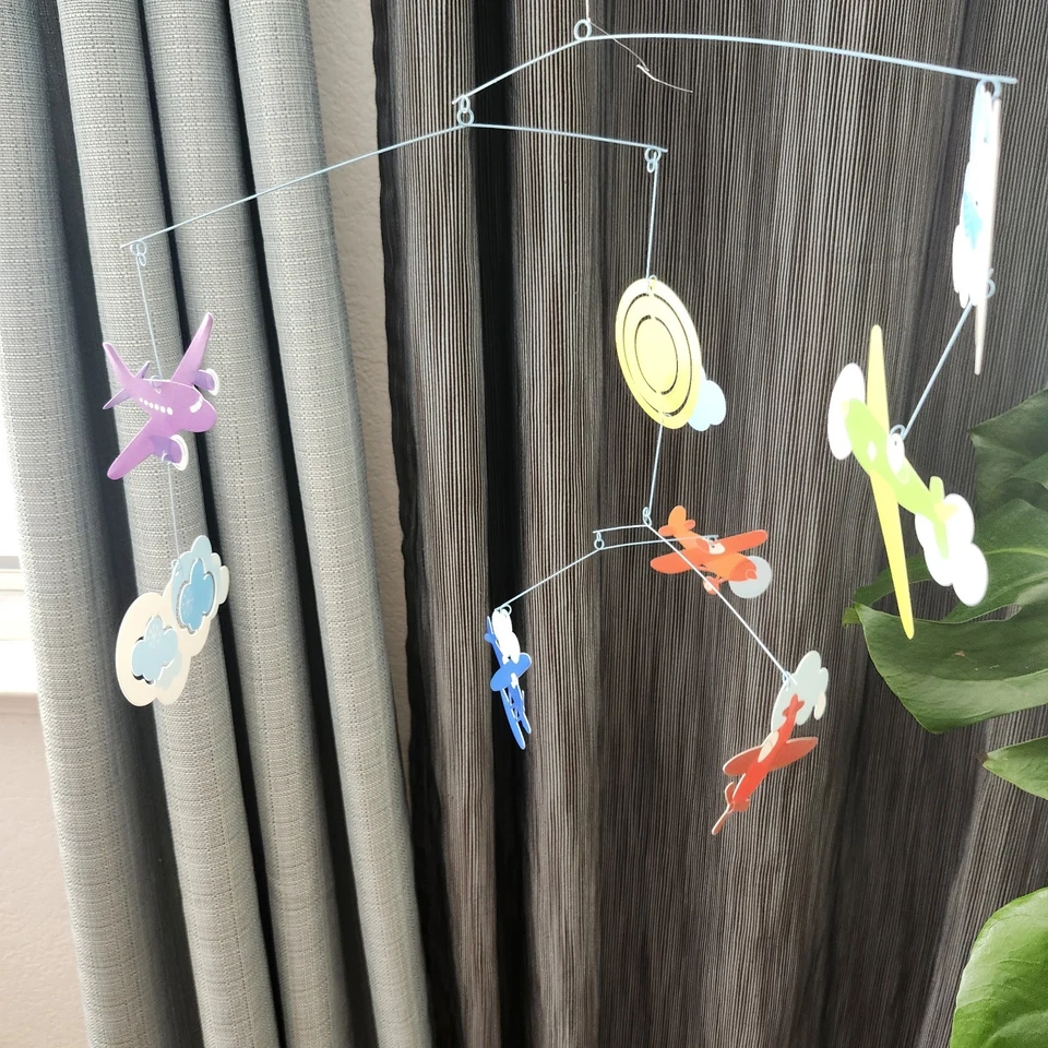 Djeco Mobile Flight of Aerial Airplane Colorful Whimsical Nursery Baby Kid Decor - Image 2 of 4