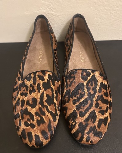 Aerosoles Women Leopard Print Shoe Size 7 Slip On Heels Calf Hair Comfort Office