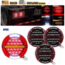 4x 5.5 Round Redamber Led Truck Trailer Bus Brake Stop Turn Signal Tail Light 4x 5.5 Round Redamber Led Truck Trailer Bus Brake Stop Turn Signal Tail Light