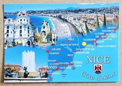 France Postcard. Cote D'Azur. Nice (Map)