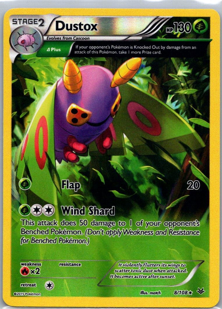 Pokemon TCG Dustox 8/108 Roaring Skies Rev Holo NM
