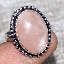 925 Silver Plated Pretty Sunstone Ring Handmade Jewelry Size US 5.5 JW