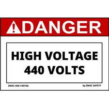 10 Pack 4"X6" Volt Rating 440V Label Sticker Decal #1307