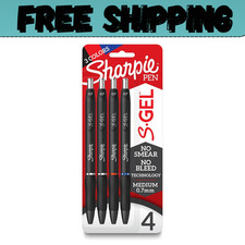 SHARPIE S-Gel, Gel Pens, Medium Point 0.7mm , Assorted Colors, 4 Count