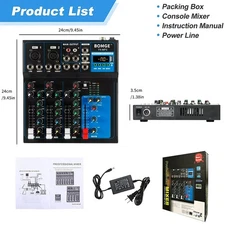 BOMGE F4 4channel metal digital audio mixer with Bluetooth 99DSP UPS Jack MP3