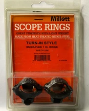 Engraved Millett Blued Steel Rifle Scope Rings 1" STANDARD Medium