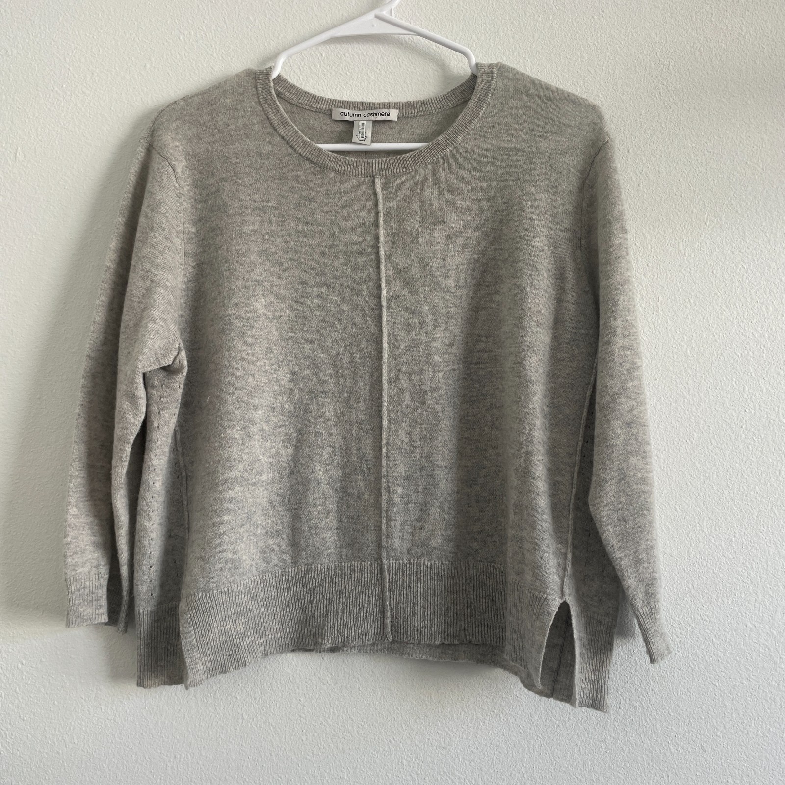 Autumn Cashmere Sweater Women XS Gray Cropped Boxy Knit Classic Casual Minimal