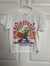 The Smurfs SMURFETTE BSKTBLL COLLEGE and CATCH MY BALL IF YOU CAN M Shirt NWOT  