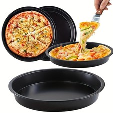 Non-Stick Round Pizza Tray Carbon Steel Baking Pan Pie Plate Kitchen Cooking