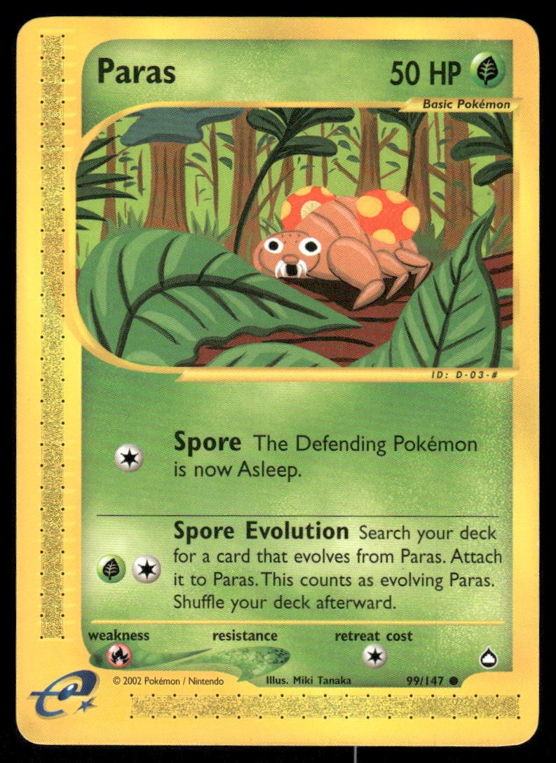 Pokemon Cards Paras 99/147 Aquapolis WOTC Common NM