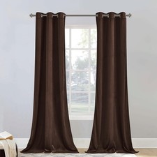 StangH Brown Velvet Curtains 90 inches Long - Thick Blackout Curtains/Drapes ...
