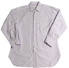 Ermenegildo Zegna Mens Purple Stripe Dress Shirt 100 Cotton 17 43 EUC