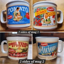 Campbell’s Soup Mugs For Houston Harvest 2005 Set of 2 Collectible 3.5” X 4”