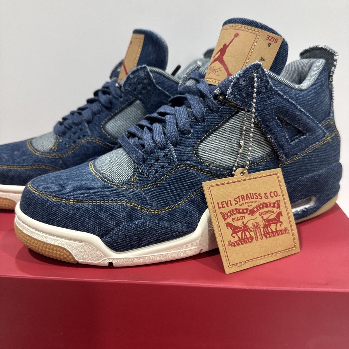 Nike Air Jordan 4 Retro Levi's Blue Denim 2018 Size 8 New W/ Box