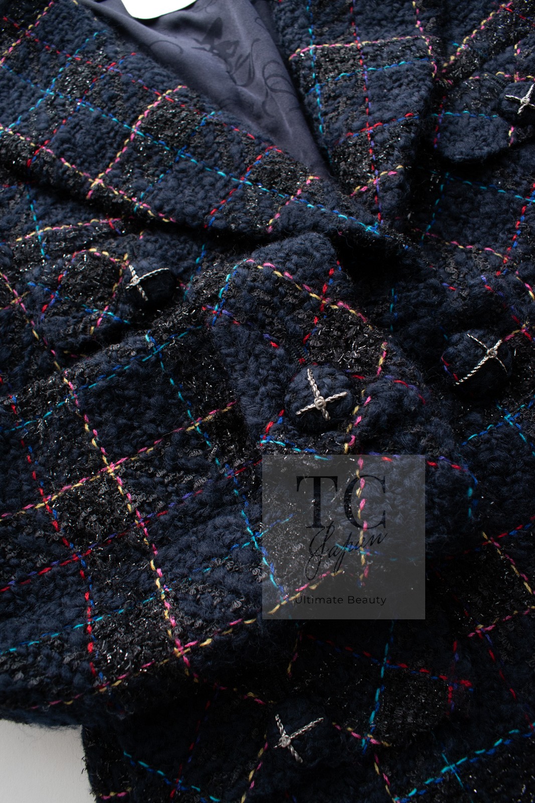 CHANEL 07A Dark Navy Multicolor Tweed Jacket Skirt Suit Karl Lagerfeld 34 US2 thumbnail 5