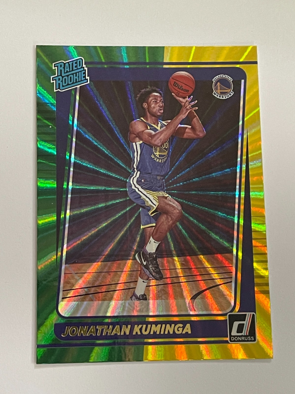 2021-22 Panini Donruss Jonathan Kuminga Green Yellow Laser Rated Rookie #240