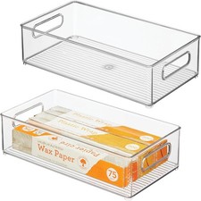 Stackable Fridge Bin, Clear, Set of 2  Storage Bin for Freezer or Pantry, Made
