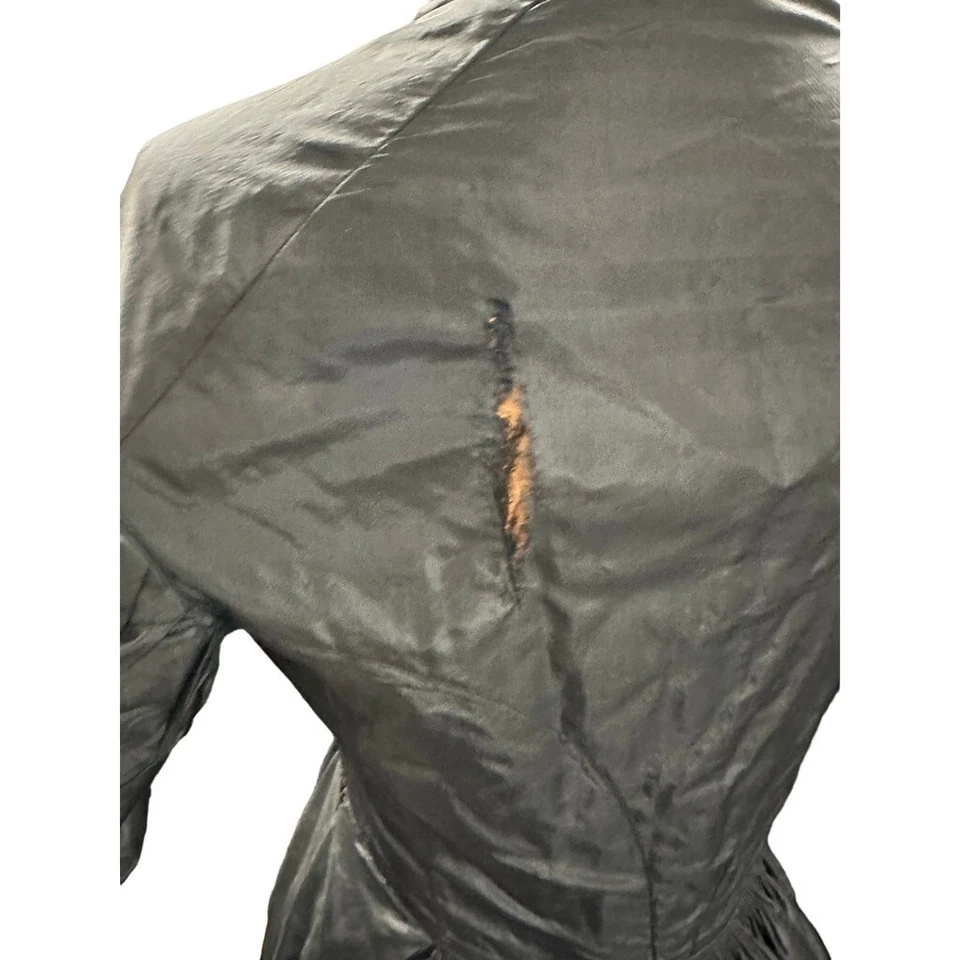 Antique 1860s 70s Civil War Era Black Silk Bustle Gown Dress Full Skirt 22” Wais - Image 3 of 4