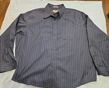 Eddie Bauer Dress Shirt XXL blue Beige Wrinkle Resistance Button Up Long Slee